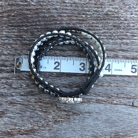 🥂 Shades of gray pearl wrap bracelet - Picture 5 of 5